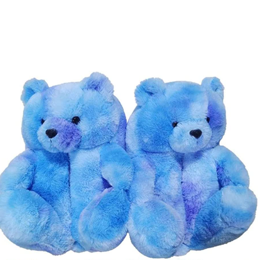 Blue Tye Dye Bear Slippers