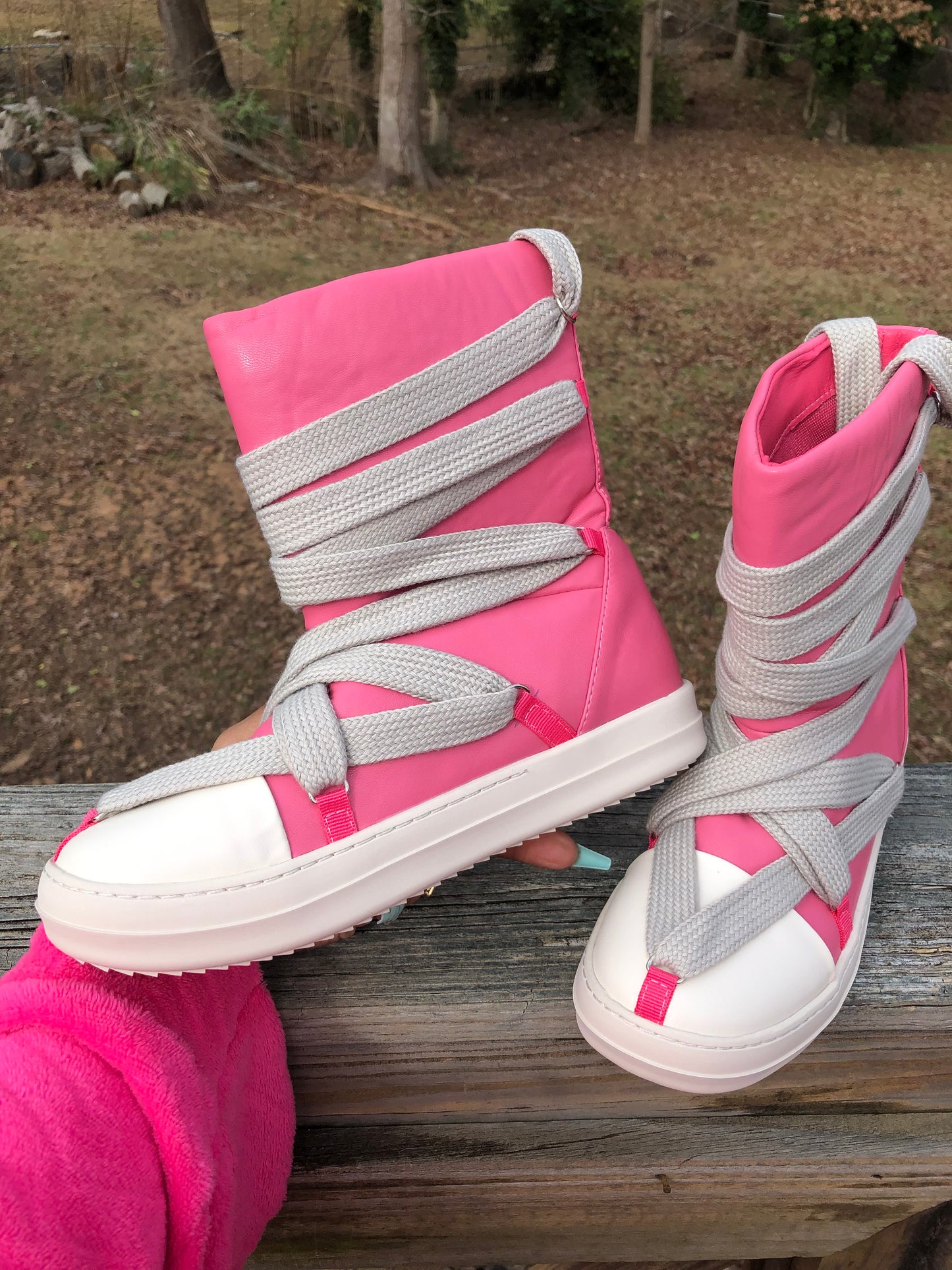 Pink High Lace Rockstar Boot