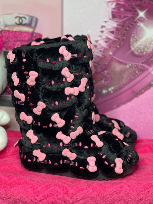 Custom Black & Pink Kitty Plushie Boots